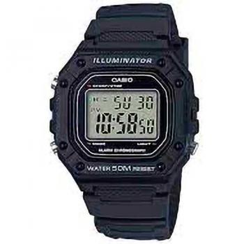 Reloj de pulsera Casio W218H-1A con correa negra y dial para hombre