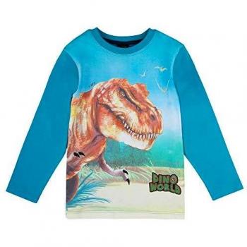 DINO WORLD niños Camiseta, T-Shirt, Manga Larga, Azul, Talla 104, 4 años