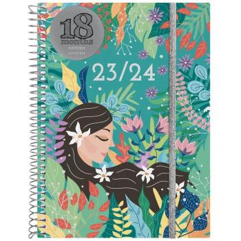 Agenda Finocam Lady 2023-2024 Espiral Semana Vista Multilingüe 15,5 x 21,2 cm Multicolor