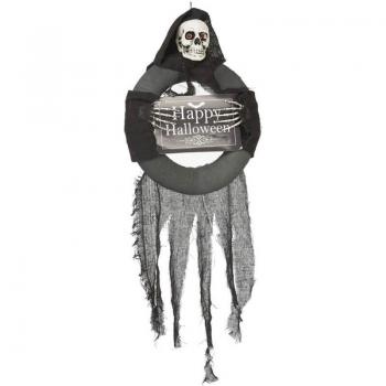Colgante Esqueleto Happy Halloween con luz de 75 cm