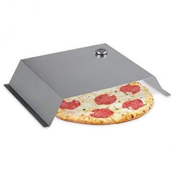 Cubierta para Pizza Barbacoa de Acero Inoxidable con Termómetro, 10 x 55,5 x 40 cm, Plateada