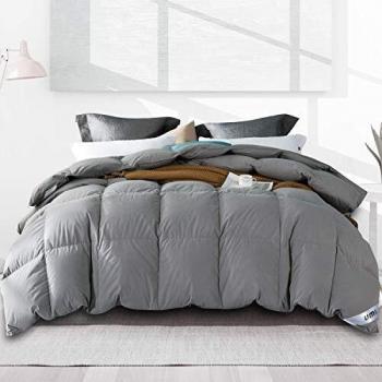 Amazon Brand - Umi Edredón de plumón de Pato 225x220cm-cama 135,Tejido 100% algodónen,100% Antideslizante, edredón de plumón hipoalergénico según Oeko-Tex STANDARD100