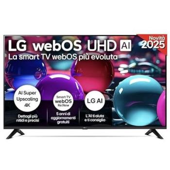 LG Smart TV 43 UHD AI 4K Serie UA73, α7 Gen8, HDR10, 20W, 3 HDMI, Game Optimizer, WebOS 25