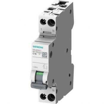 Siemens 5SL6004-7 1P+N Circuit Breaker, 4A, Type C, 6kA, DIN Rail Mount