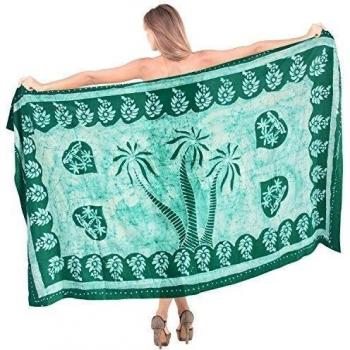 La Leela suave rayón mano del batik traje de baño pareo cubrir hasta 78x42 pulgadas verde