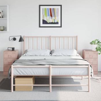 Mesitas de noche 2 unidades acero 34,5x39x62 cm Negro, Rosa, Antracita - Mesita habitación dormitorio para Salón, Estudio, Mesa Auxiliar