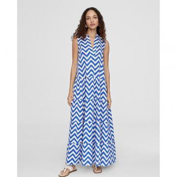 Vestido largo de rayas con escote en pico de Lola Casademunt