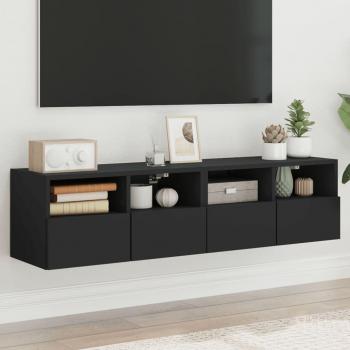 Mueble TV de pared 2 uds madera ingeniería negro 60x30x30 cm vidaXL