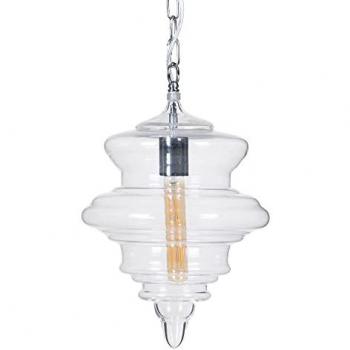 Lámpara de Techo Lola Home con Tulipa de Metal y Cristal Transparente Ø 28x36 cm, Color Plateado, Potencia 40 W, Voltaje 220-240 V, Diseño Moderno
