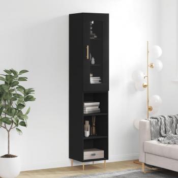 Aparador negro de madera multicapa 34,5x34x180 cm