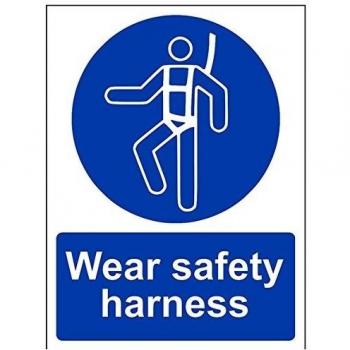 vsafety 41093 an-s señal obligatoria, autoadhesivo, desgaste arnés de seguridad, Portrait, 150 mm x 200 mm), color azul