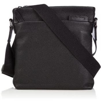 Strellson Garret ShoulderBag SV 4010001285 - Bolsa al hombro de cuero para hombre, color negro, talla 23x26x4 cm