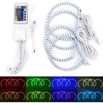 PolarLander 2x131mm + 2x146mm RGB LED Ángel Ojos Faro Controlador de RF con Anillo de Halo de Control Remoto