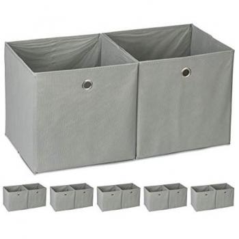 Cajas de Almacenaje Textiles Cuadradas (12 unidades) - 30 x 30 x 30 cm - Cubos para Estanterías - Color Gris