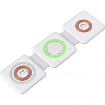 Base de carga plegable portátil Magsafe 15W + Qi 15W + Apple Watch