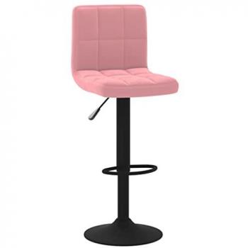 Taburete de cocina de terciopelo rosa ajustable moderno