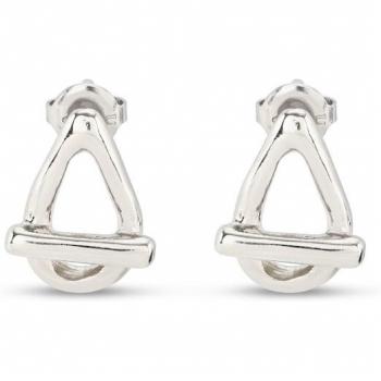 UNO de 50 Youthful Silver Plated Small Oval Link Shape Stud Earrings