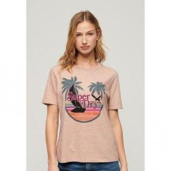Camiseta de rayas de corte relajado Outdoor rosa para mujer Superdry