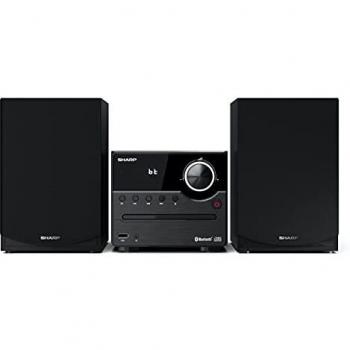 Sharp XL-B512 Sistema de Sonido Microcadena con Radio FM, Bluetooth v5.0, Reproducción CD-MP3 y USB, Altavoces de Madera, 45W - Negro