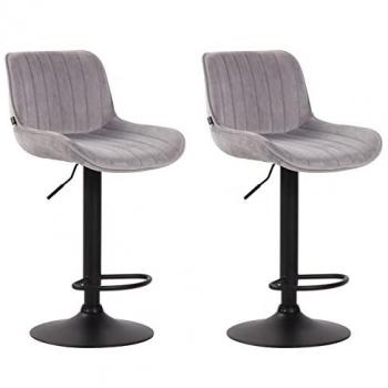 Set de 2 Taburetes de Bar Regulables en Terciopelo Gris