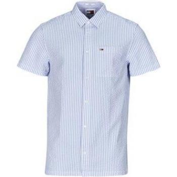 Tommy Jeans TJM REG STRIPE Men's Short Sleeved Shirt in Blue, Size: S
