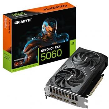 Gigabyte GeForce RTX 5060 WINDFORCE MAX OC 8GB GDDR7 Graphics Card with PCI-E 5.0, 2512MHz Core Clock, NVIDIA DLSS 4, and Multiple Display Outputs