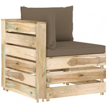 Sofá Esquinero Modular con Cojines de Madera Impregnada Verde
