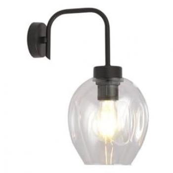 Lámpara de Pared Lukka - Acero Negro con Recubrimiento de Polvo y Vidrio - 14x26x14 cm