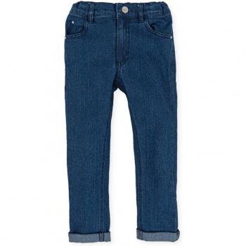 Pantalón vaquero de niño Tutto Piccolo, indigo suave, elástico con cintura ajustable