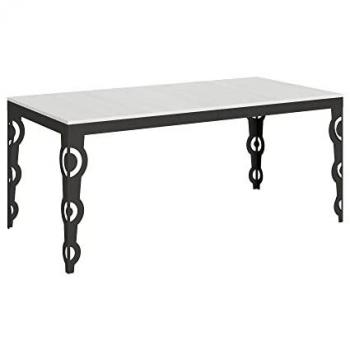 Mesa extensible Karamay Evolution 90x180/440 cm con estructura de antracita y acabado en fresno blanco