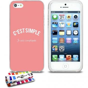 Carcasa Flexible Ultra-Slim APPLE IPHONE 5S / IPHONE SE de exclusivo motivo [Soy complicado] [Transparente] de MUZZANO  + ESTILETE y PAÑO MUZZANO REGALADOS - La Protección Antigolpes ULTIMA, ELEGANTE Y DURADERA para su APPLE IPHONE 5S / IPHONE SE