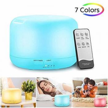 KKTICK Humidificador, Humidificadores Ultrasónico Difusores Aromaterapia Control Remoto purificador de Aire con LED de 7 Colores de para luminoterapia en el Hogar, Oficina, SPA, Bebé