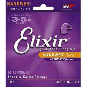 Elixir 11052 80/20 Bronze Acoustic Strings NANOWEB Coating, Light (12-53)