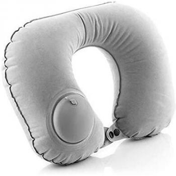 InnovaGoods Cojín Cervical Autohinchable Almohada de Viaje, 34 cm, Gris