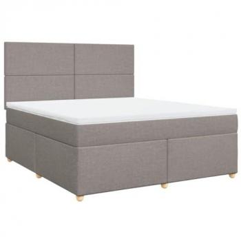 Cama box spring con colchón de tela gris taupe 180x200 cm