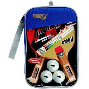 Sport One Set Ping Pong Power, Raquetas Juventud Unisex, Negro-Rojo, 17x25x3 cm