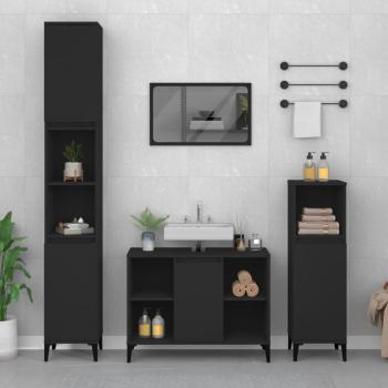 Gabinete de lavabo negro Cuenca 80x33x60 cm en madera multicapa