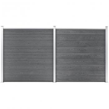 Panel de valla de jardín WPC gris 353x186 cm