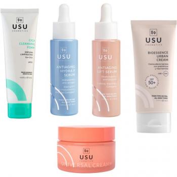 Usu Cosmetics Rutina Completa para Piel Mixta Sensible: Limpieza Suave, Serum Antiaging Hidratante, Tratamiento Específico y Protección Solar