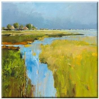 Aqua et Terra: Paisaje Costero Nórdico de Robertson Groenhart - Impresión Artística Digital en Lienzo 85 cm x 85 cm