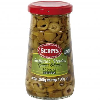 SERPIS aceitunas verdes rodajas frasco 150 gr