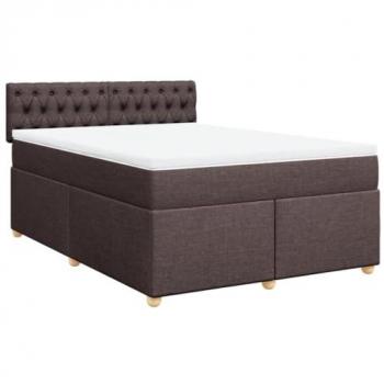 Cama box spring con colchón de tela marrón oscuro 160x200 cm