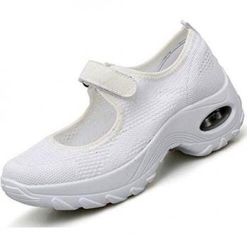 Vorgelen Sandalias Deportivas de Mujer Malla Ligero Plataforma Zapatillas Mary Jane Casual Cómodas Respirable Sneakers para Deportes Fitness Correr Trabajar