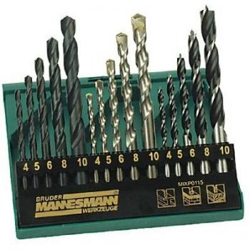 Mannesmann M54315 - Juego de 15 brocas para taladro profesional