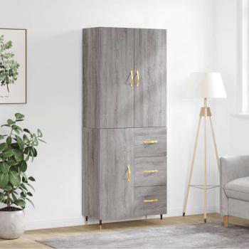Aparador alto de madera contrachapada gris sonoma 69,5x34x180 cm