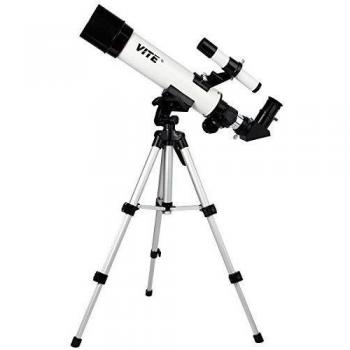 VITE 60420 (420 / 60mm) Telescopio Refractor Astronómico para Niños / Adaptador de Montaje de Teléfono Celular (Blanco)