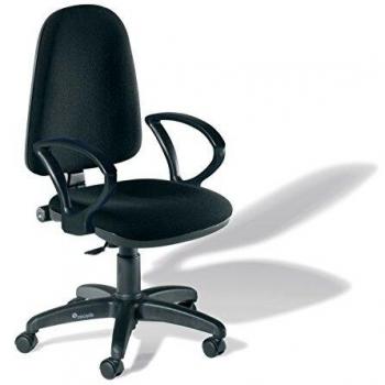 Silla de Escritorio Barata | Silla Oficina Color Negra | Silla despacho Rocada | Cómoda, Ajustable y con Ruedas | Regulable en Altura | Tapizada en Tela Ignífuga y con Reposabrazos