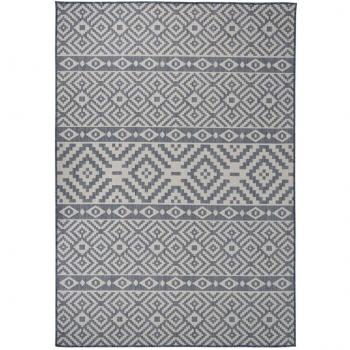 Alfombra exterior de tejido plano rayas azules 160x230 cm