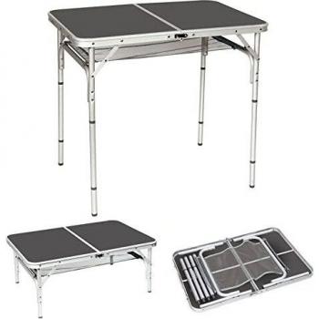 Mesa Plegable Bo-Camp Modelo Maleta 90x60 cm, Aluminio, 4 Alturas