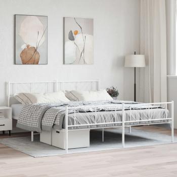 Cama Metal Blanca con Cabecero y Piecero 180x200 cm Super King